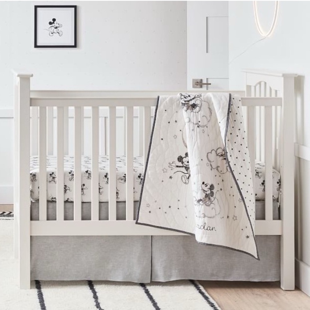 Pottery Barn Kids Belgian Flax Linen Crib Skirt in Gray